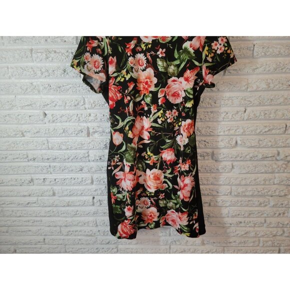Rue 21 Women Dress 3X Mini Sheath Black Pink Floral Short Sleeve FLO206XE - Picture 8 of 11